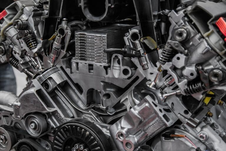 cross view with car engine