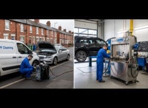 Diagram showing DPF cleaning and delete options available in Stoke-on-Trent