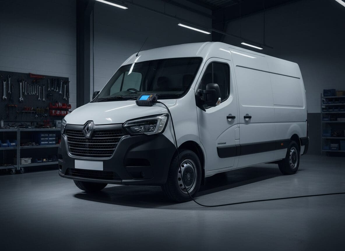 Renault Master van connected to an OBD diagnostic scanner