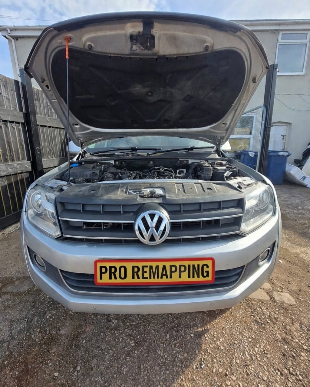VW Amarok with bonnet up during DPF cleaning by Pro Remapping in Staffordshire
