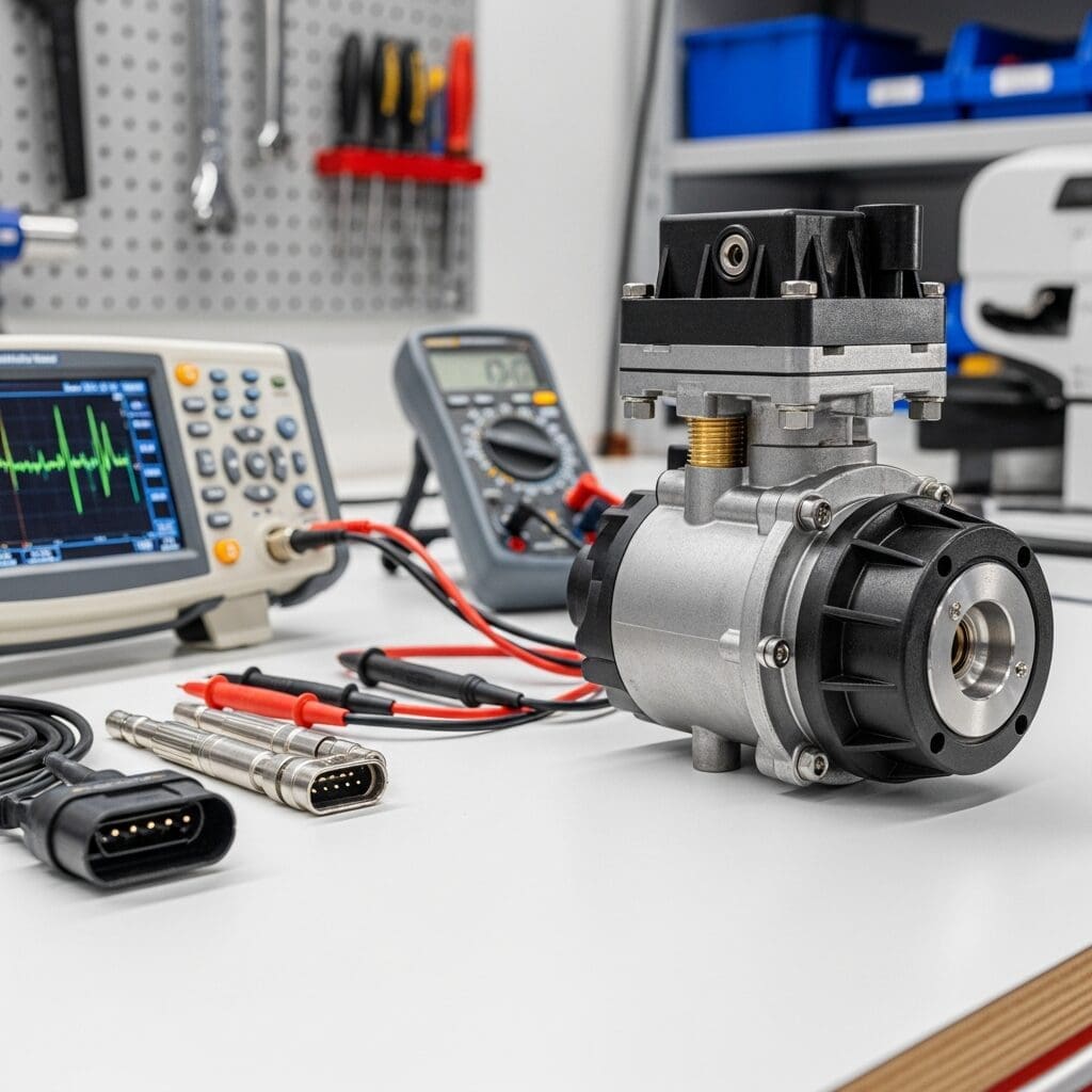 AdBlue dosing pump component on a workshop bench during fault diagnosis at Pro Remapping Stoke-on-Trent
